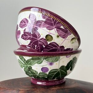 Fig Garden!Vibrant Ceramic Bowls with Leaf Design